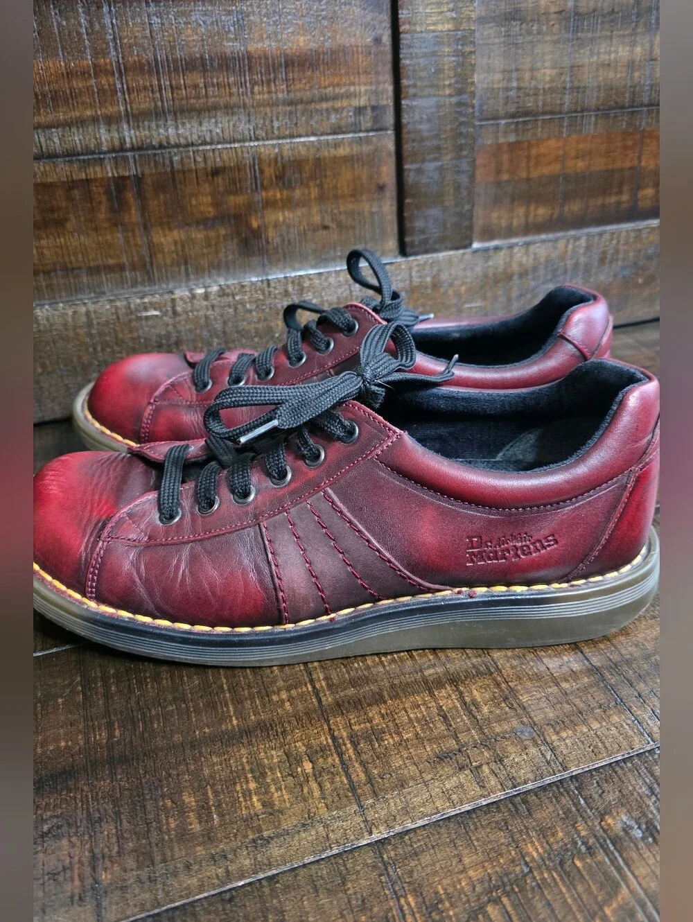 Vintage Dr. Martens Oxblood Leather Low-Top Sneakers Mens 8